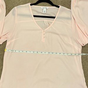 Light Pink Sheer Tunic Blouse Office Dressy Casual